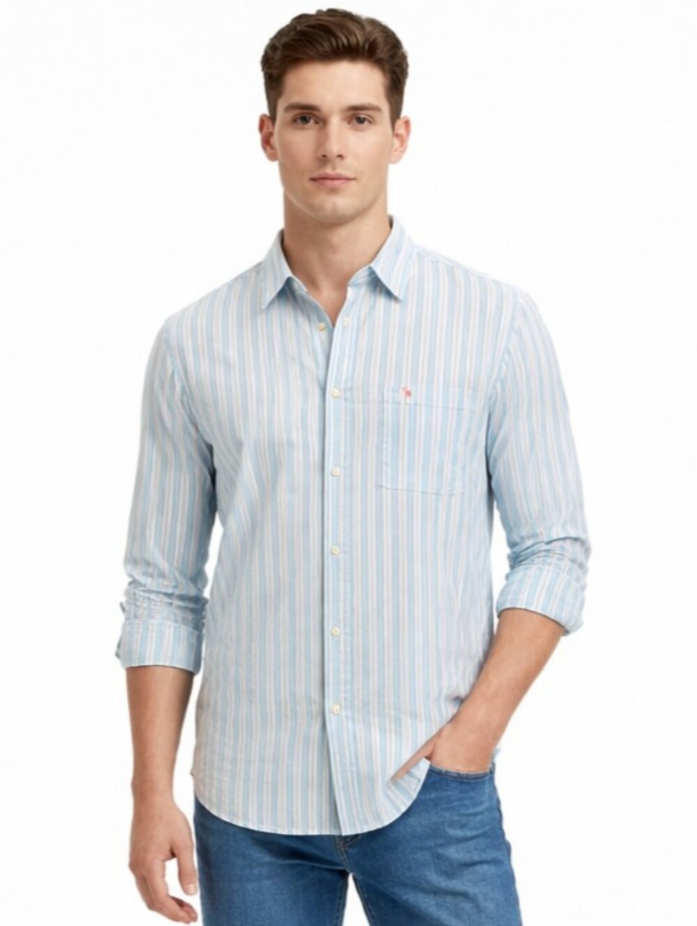 Abercrombie & Fitch Muscle Fit Shirt Medium Button Up Long Sleeves Pocket Logo